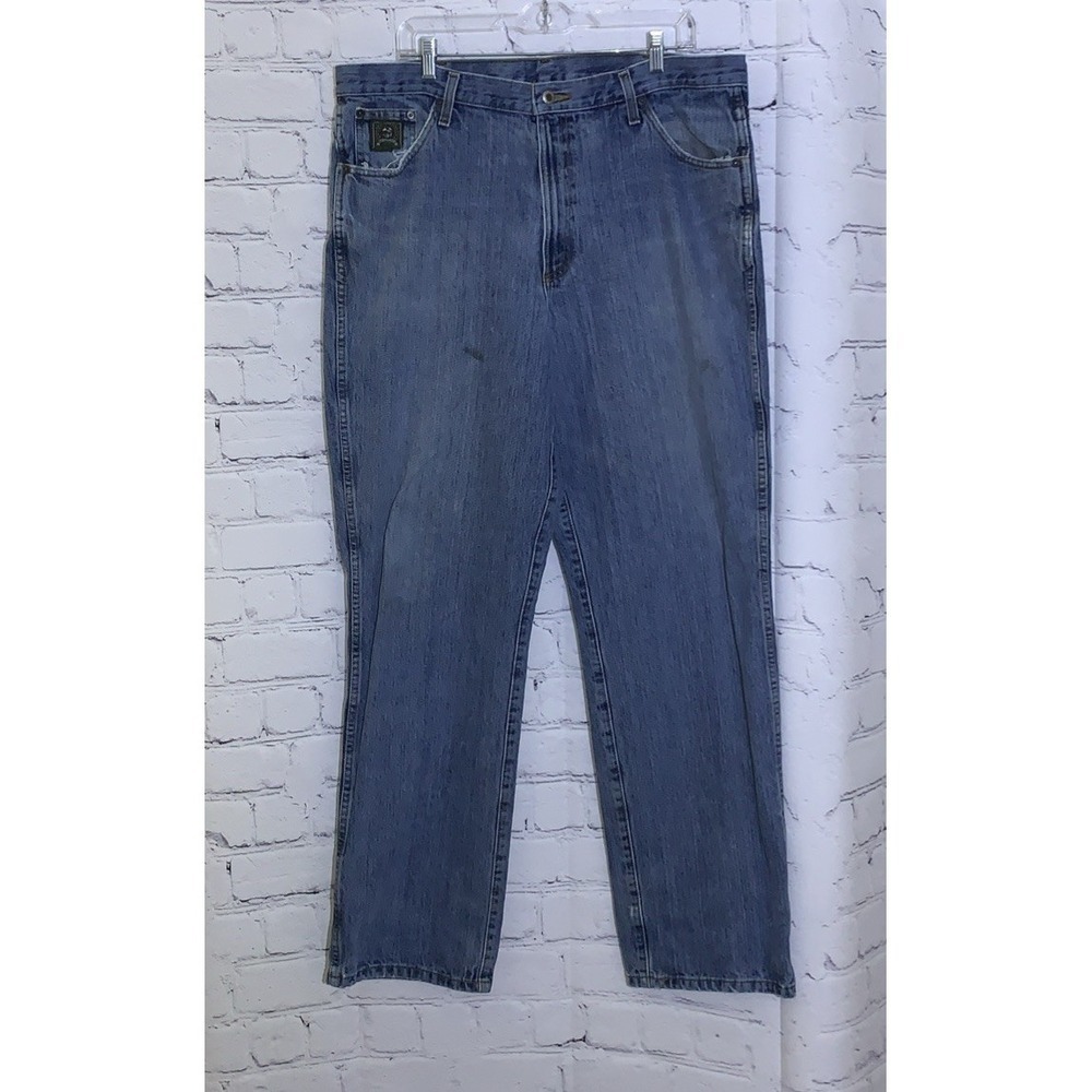 Cinch Jeans Men's 38x32 (Tag 38x34) Green Label Relaxed Fit Straight Blue Denim